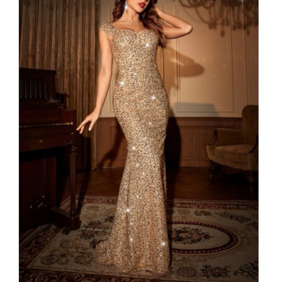 Luxe zip back mermaid hem bridesmaids party formal evening wedding dress - Picture 8 of 14